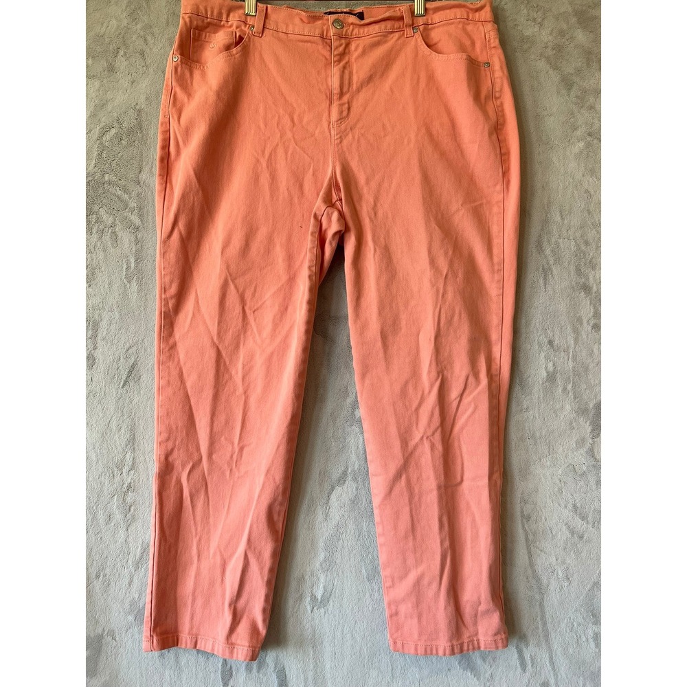 Gloria Vanderbilt Amanda Women's 18W‎ Coral Orange Stretch Tapered Leg Pants
